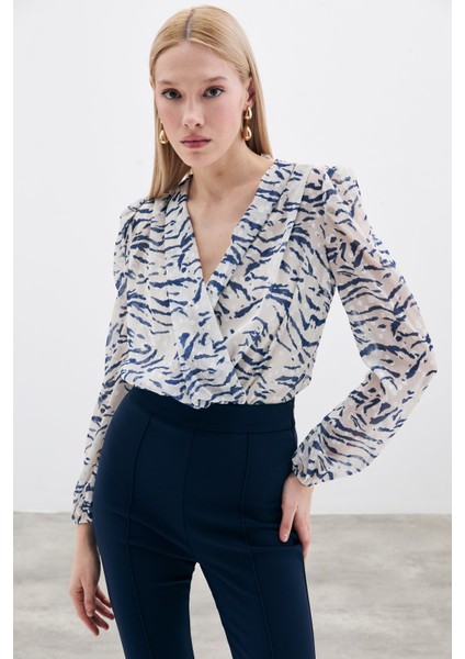 Puantiye Dokulu Bodysuit - Mavi modelleri