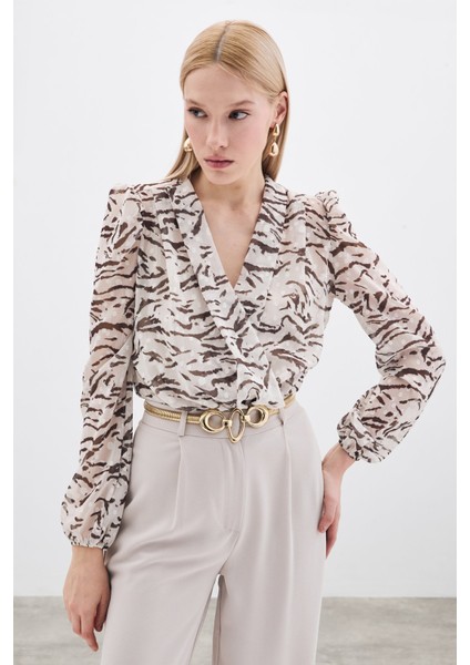 Puantiye Dokulu Bodysuit - Haki