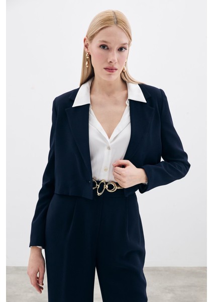 Kısa Krep Ceket - Lacivert fiyatları