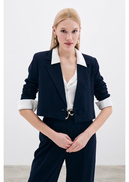 Kısa Krep Ceket - Lacivert modelleri