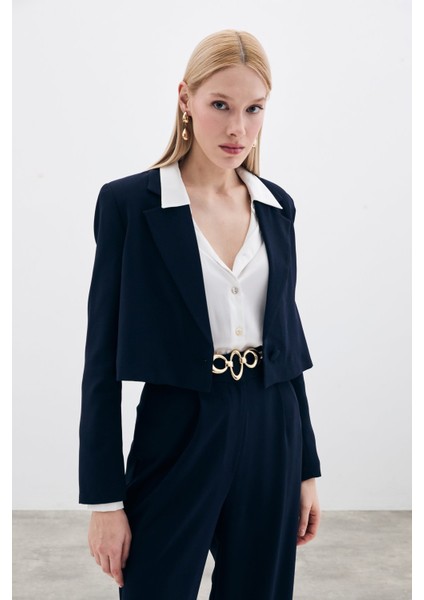 Kısa Krep Ceket - Lacivert indirimleri