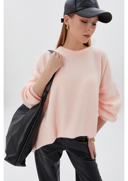 Oversize Triko Kazak Pudra
