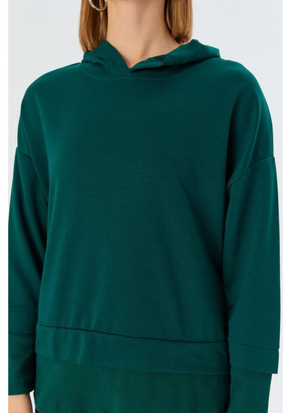 Kapüşonlu Sweatshirt Zumrut Yesıl