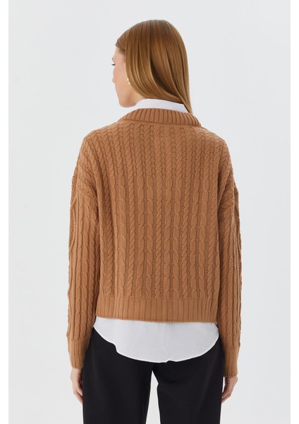 Gömlek Yaka Triko Kazak Camel indirimleri