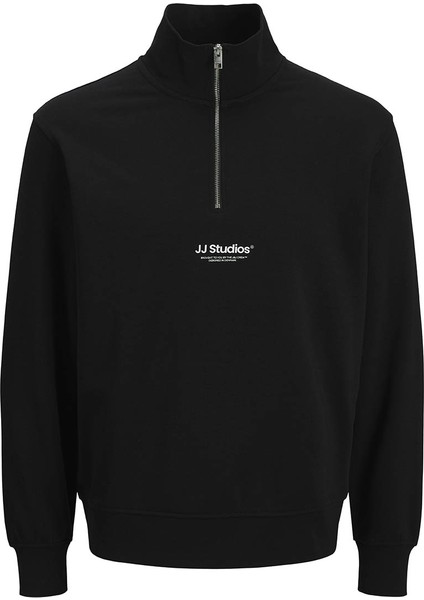 Jack&jones Soho Quarter Zip Erkek Siyah Dik Yaka Sweatshirt