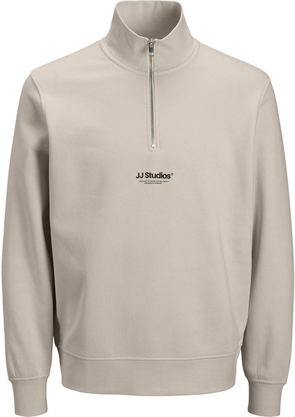 Jack&jones Soho Quarter Zip Erkek Bej Dik Yaka Sweatshirt
