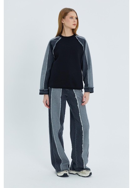 Denim Sweatshirt Takım Sıyah