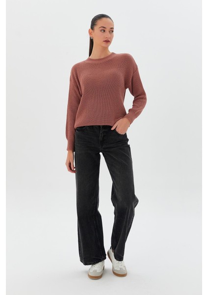 Bisiklet Yaka Triko Kazak Gül Kurusu fiyatları