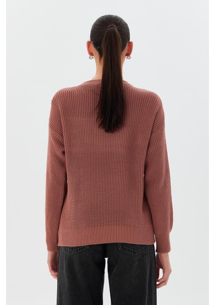 Bisiklet Yaka Triko Kazak Gül Kurusu indirimleri