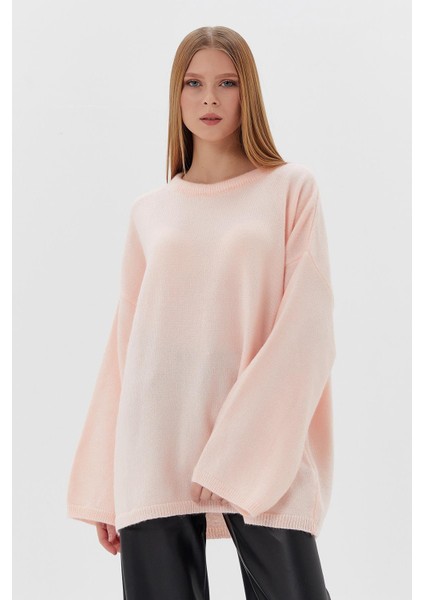 Oversize Triko Kazak Pudra modelleri