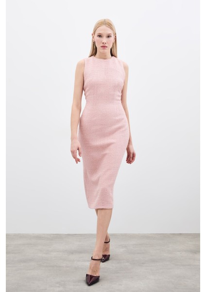 Kolsuz Uzun Tüvit Elbise - Pudra fırsatları