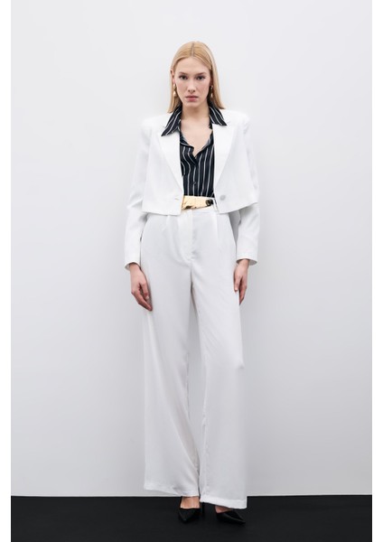 Pileli Krep Pantolon - Ekru fiyatları