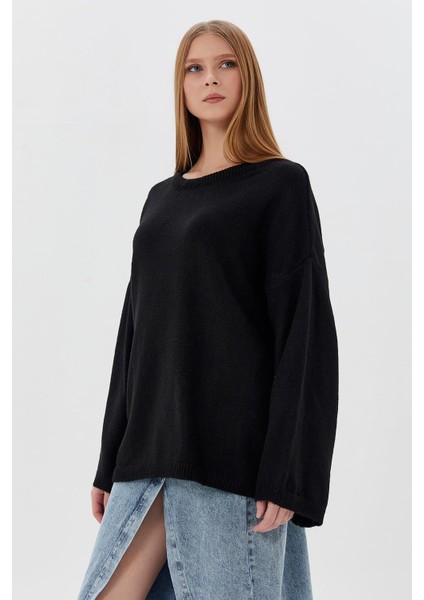 Oversize Triko Kazak Siyah modelleri