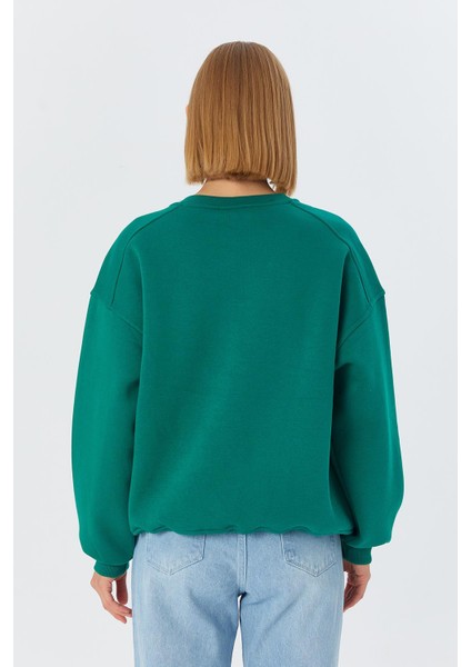 Kabartma Baskılı Sweatshirt Benetton Green