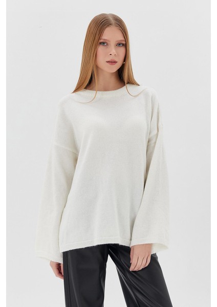 Oversize Triko Kazak Ekru fırsatları