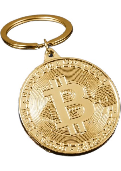 Bitcoin Logo Şeklinde Altın Renk 4 cm Anahtarlık