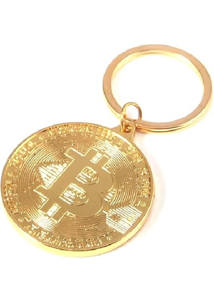 Bitcoin Logo Şeklinde Altın Renk 4 cm Anahtarlık fiyatları