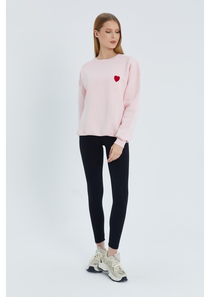 Kalp Nakışlı Sweatshirt Pembe fiyatları