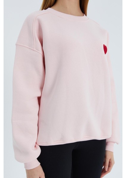 Kalp Nakışlı Sweatshirt Pembe fırsatları
