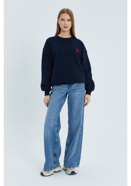 Kalp Nakışlı Sweatshirt Lacı