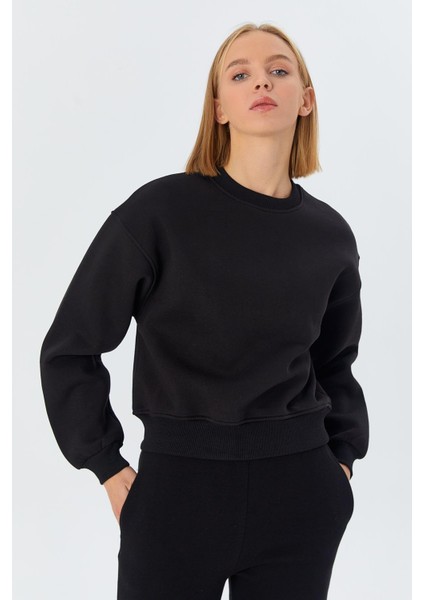 Şardonlu Sweatshirt Sıyah