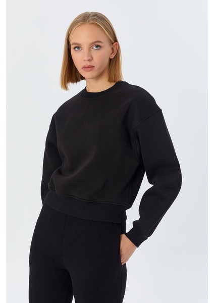 Şardonlu Sweatshirt Sıyah