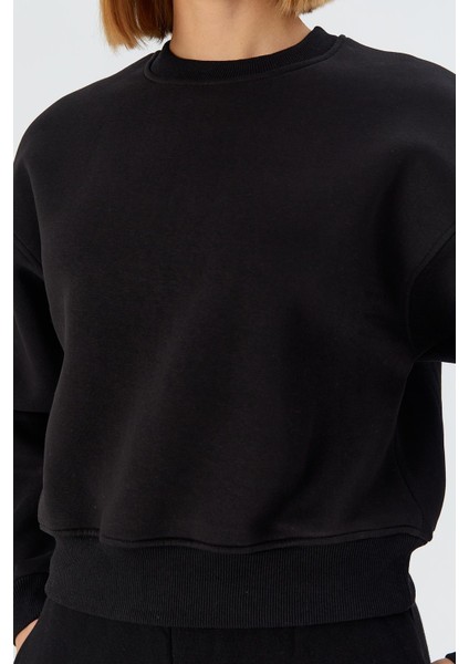 Şardonlu Sweatshirt Sıyah