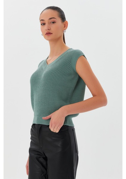 V Yaka Triko Süveter Cagla