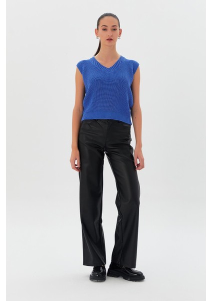 V Yaka Triko Süveter Mavı fiyatları