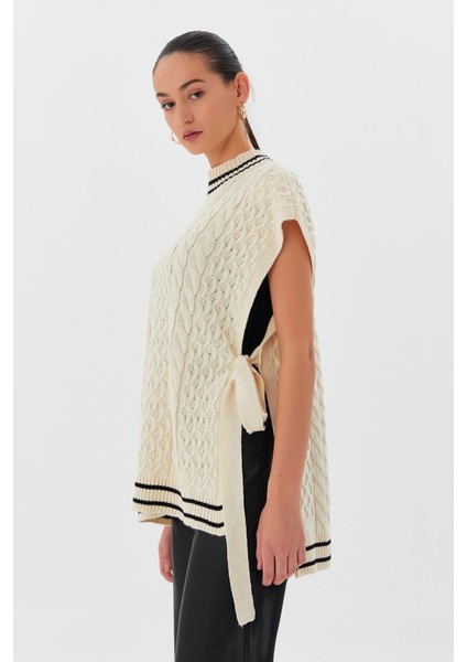 Iki Renkli Bağlamalı Süveter Ekru fiyatları