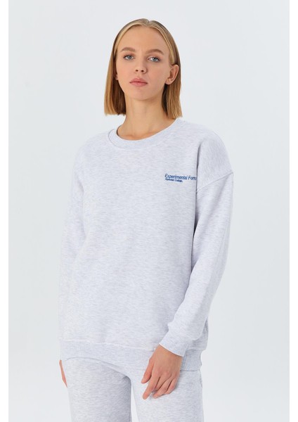 Yazı Detaylı Şardonlu Sweatshirt Kar Melanj modelleri