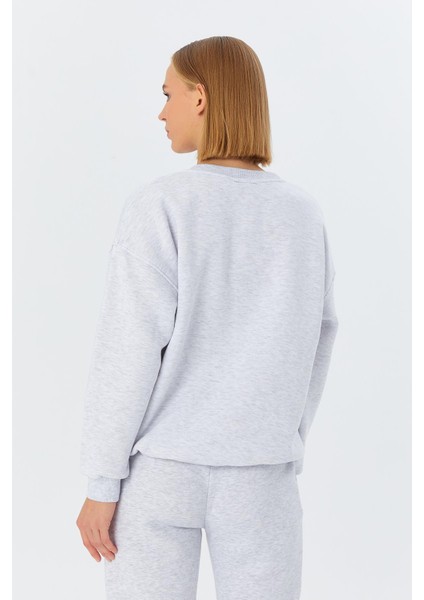 Yazı Detaylı Şardonlu Sweatshirt Kar Melanj indirimleri