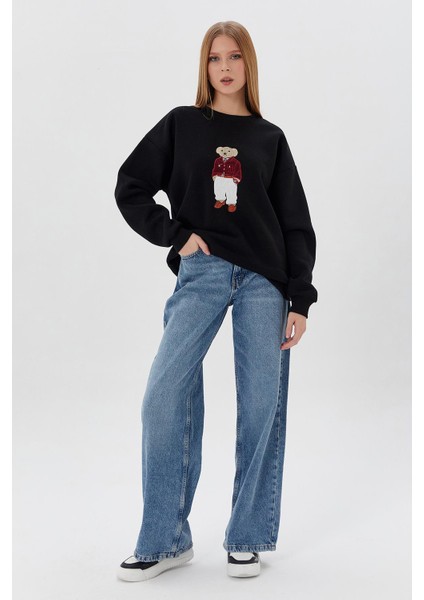 Teddy Baskılı Sweatshirt Sıyah fiyatları