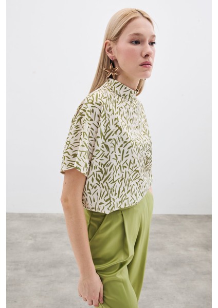 Yarasa Kol Desenli Bluz - Yağ Yeşili indirimleri