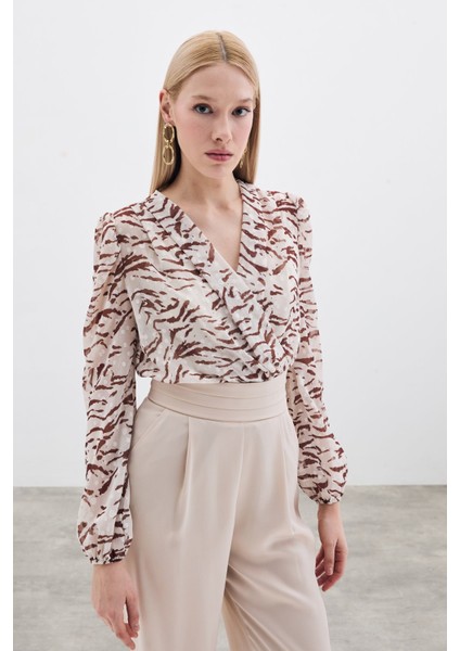 Puantiye Dokulu Bodysuit - Kahve