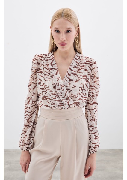 Puantiye Dokulu Bodysuit - Kahve fiyatları