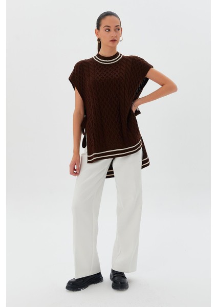 Iki Renkli Bağlamalı Süveter Kahve fırsatları