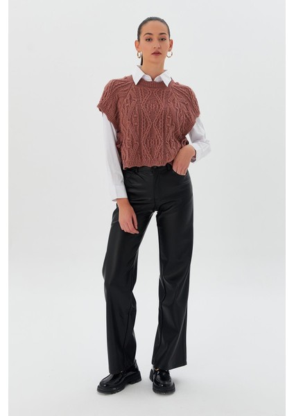 Yandan Bağlamalı Süveter Gul Kurusu