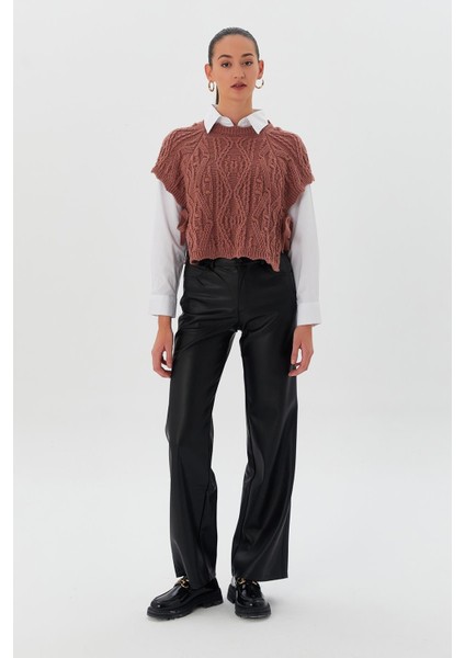 Yandan Bağlamalı Süveter Gul Kurusu modelleri