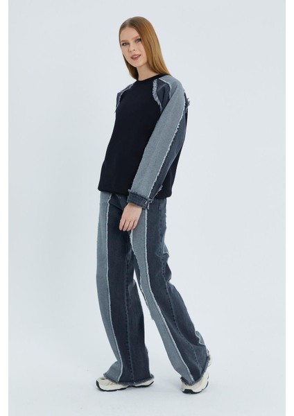 Denim Sweatshirt Takım Sıyah