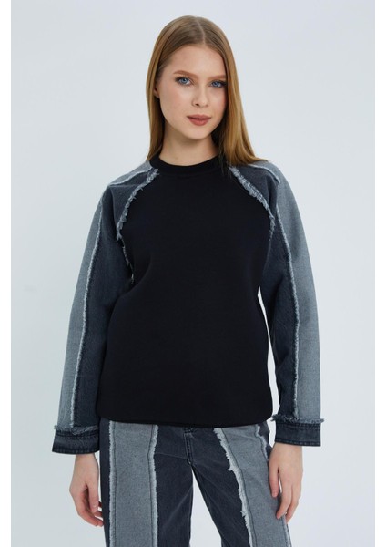 Denim Sweatshirt Takım Sıyah fırsatları