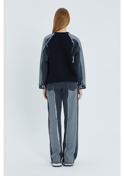 Denim Sweatshirt Takım Sıyah indirimleri