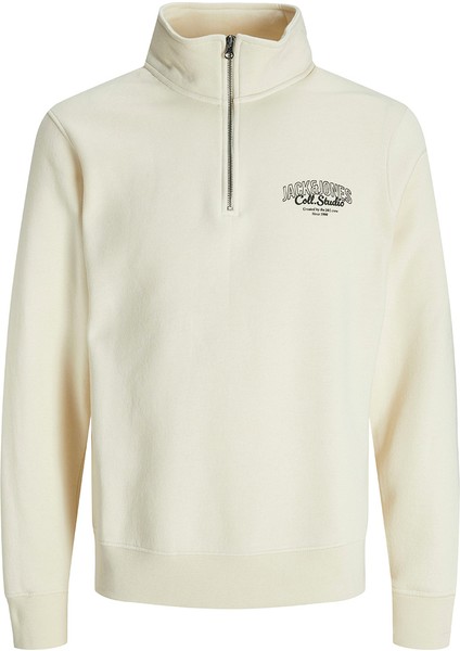 JJMAKOTO HALFZIP SWEAT Beyaz Erkek Sweatshirt