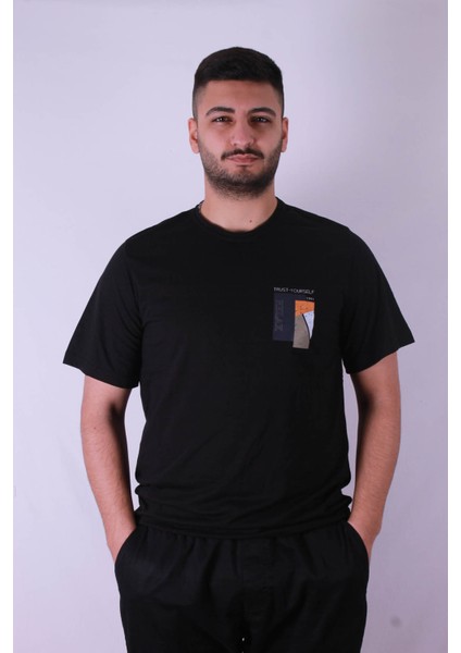 Trust - Yourself Baskı Siyah Erkek T-Shirt