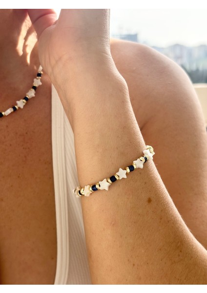 Yıldız Sedef ve Lapis Lazuli Doğaltaş Kolye Bileklik Seti fiyatları