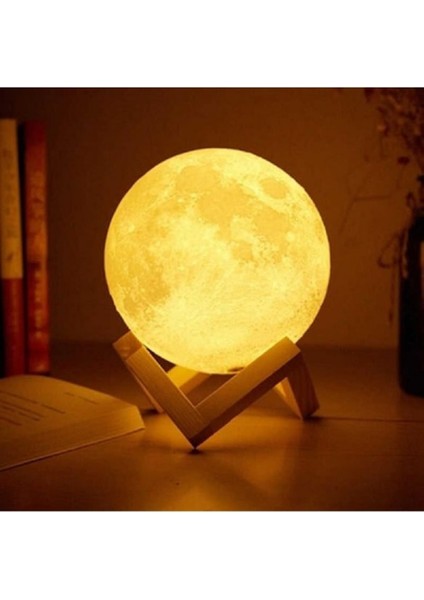 Dekoratif 3D Ay Görünümlü Gece Lambası Moonlight ve Stand 15 cm