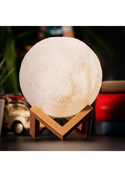 Dekoratif 3D Ay Görünümlü Gece Lambası Moonlight ve Stand 15 cm