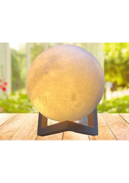Dekoratif 3D Ay Görünümlü Gece Lambası Moonlight ve Stand 15 cm