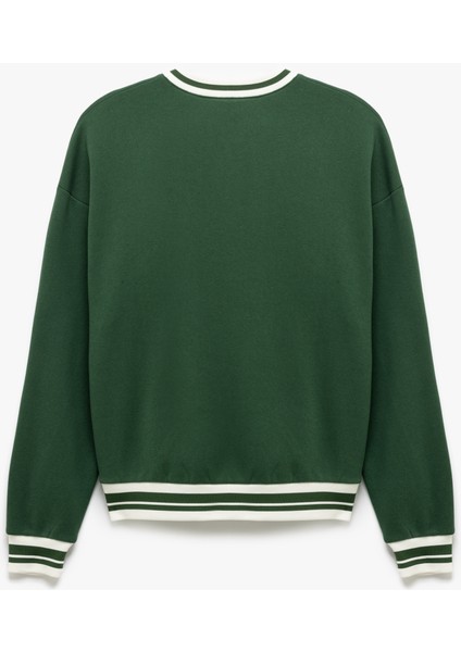 Uzun Kollu Bisiklet Yaka Kolej Baskılı Sweatshirt