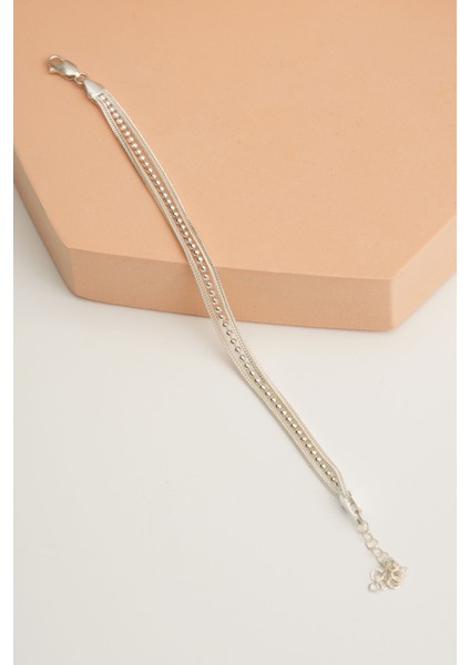 Hasır Elişi Tasarım Gümüş Bileklik 4425